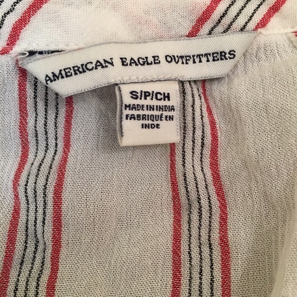 America Eagle Striped Ruffle Crop Top Tie Front S - Picture 8 of 10